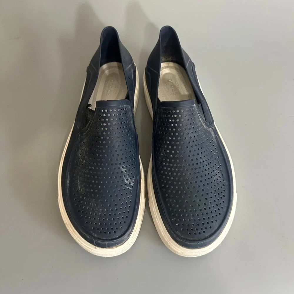 Crocs LiteRide Pacer Navy Blue White Slip On Sneakers Mens 7 Womens 9